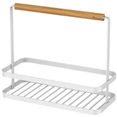 Cesto Organizador De Bancada Aço Madeira Porta Temperos Cozinha Branco Yoi